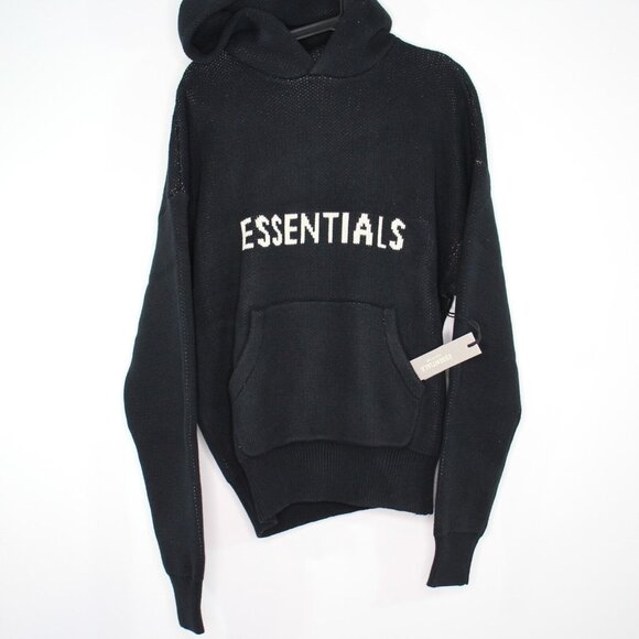 Essentials Fear Of God Mens XS Black Knit Hoodie NEW R1666 - Picture 1 of 10